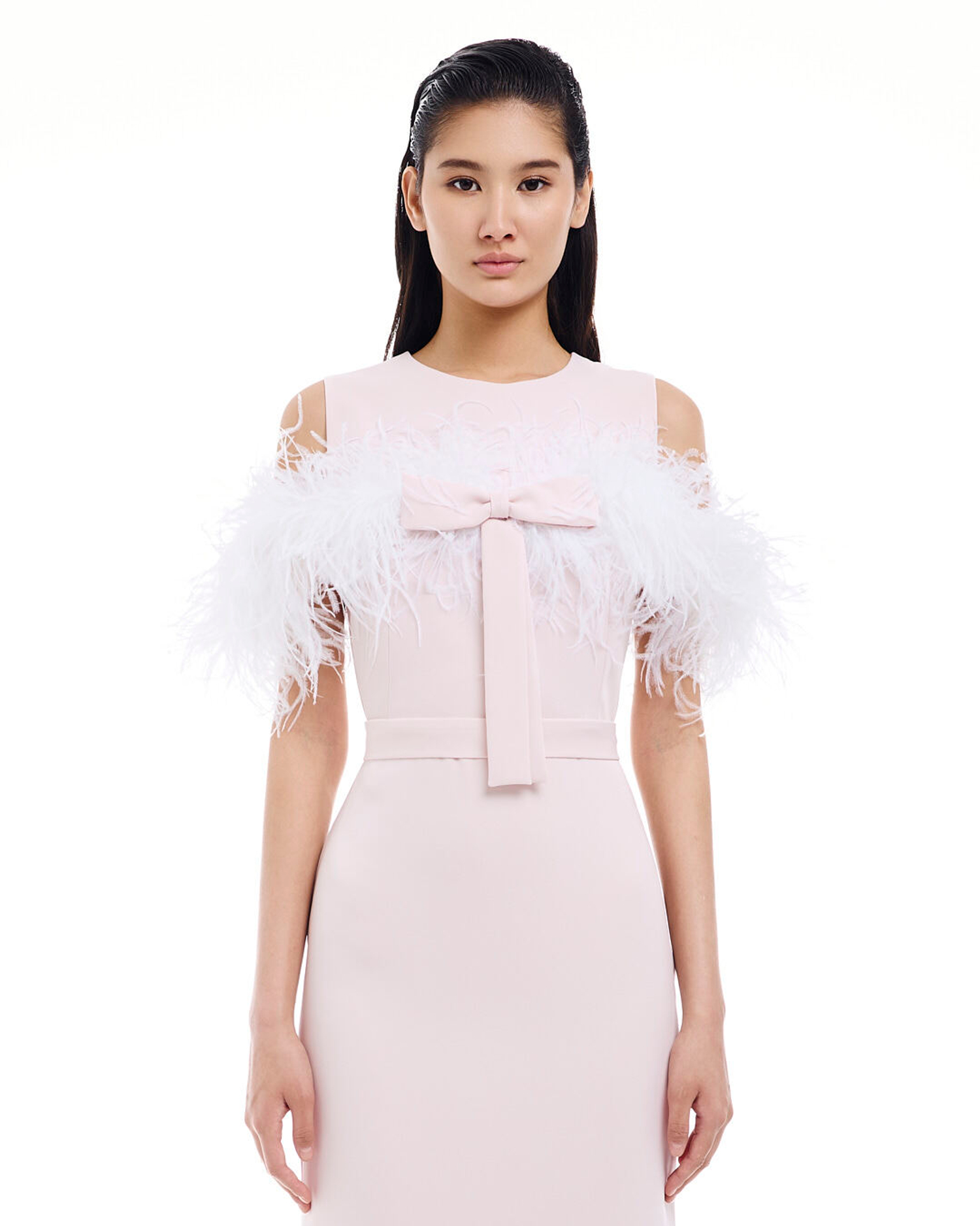 Платье Roseline (Розалин) с боа розовое