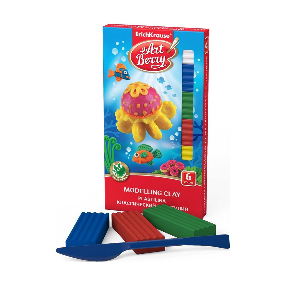 Пластилин классический "ArtBerry" 6 цветов, 108 гр, со стеком (ErichKrause)