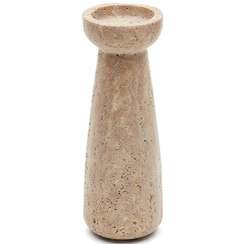 Большой подсвечник Magan 25 см из бежевого травертина