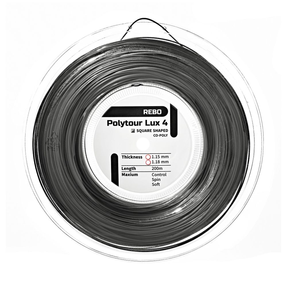 Струны для тенниса REBO POLYTOUR LUX 4 BLACK В нарезке (1 натяжка) 11 м