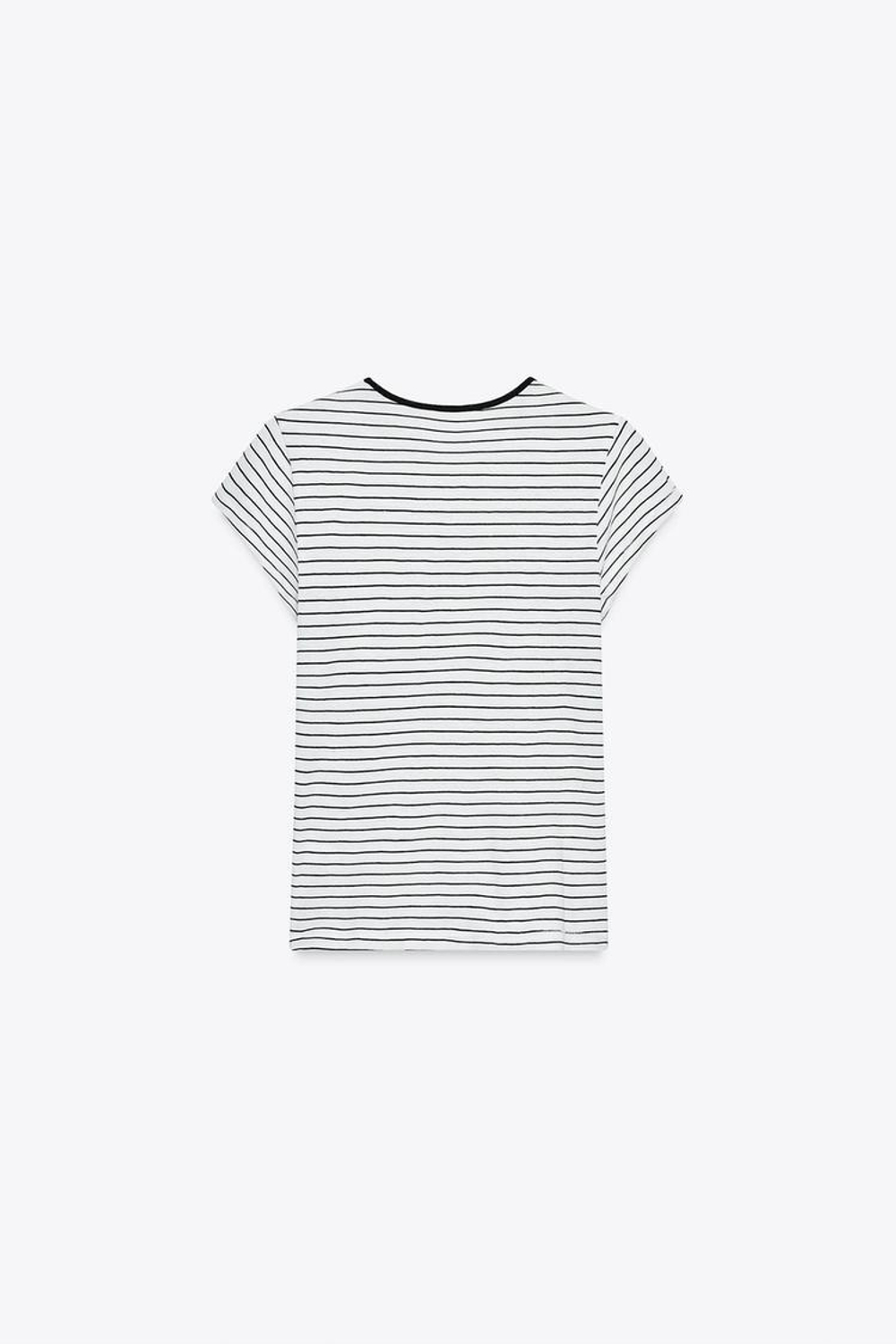 ZARA ФУТБОЛКА В СТИЛЕ РУСТИК С КОРОТКИМИ РУКАВАМИ, ПОЛОСКИ