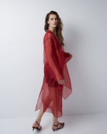 Юбка из шелковой органзы бордо