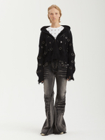 Женская Толстовка Wired Black Eyelet Detail Distressed Zip Up