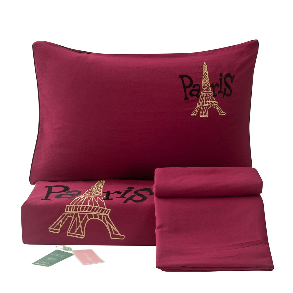 Комплект постельного белья Mood of Paris на резинке MPR004, Евро, простыня 160x200