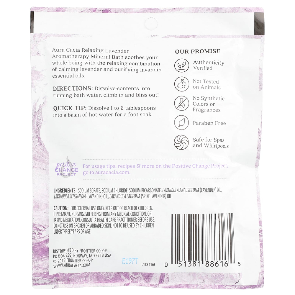 Aura Cacia, Aromatherapy Mineral Bath, расслабляющая лаванда, 70,9 г (2,5 унций)