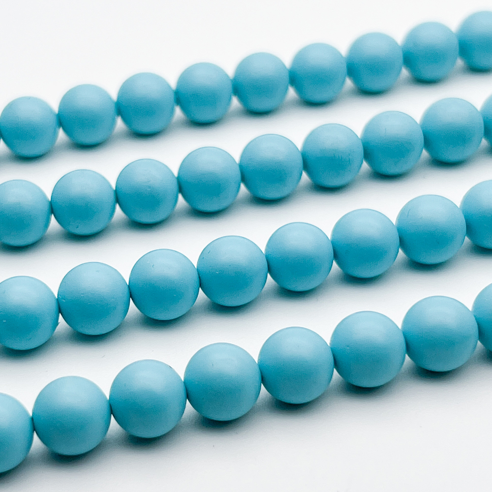 "Майорка" с эффектом сатин, цвет бирюзовый, диаметр 8,3 мм, цена за 12 шт (1/4 нити)