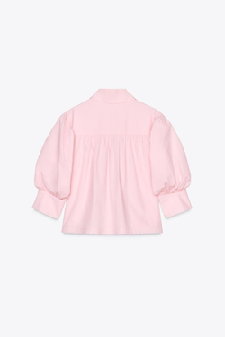 ZARA РУБАШКА ИЗ ПОПЛИНА — ZW COLLECTION, ПАСТЕЛЬНО-РОЗОВЫЙ