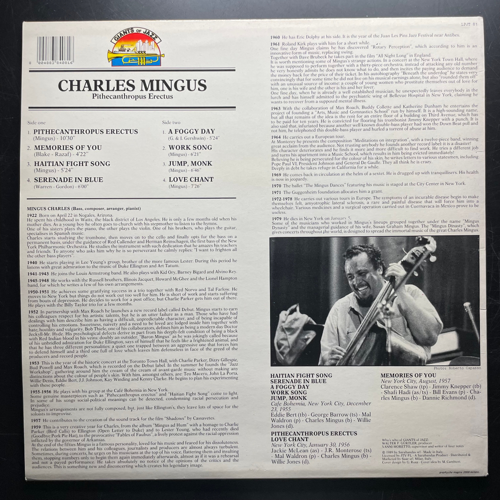 Charles Mingus ‎– "Pithecanthropus Erectus" 1955-1957 (Италия 1988г.)