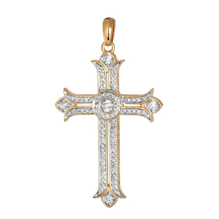 Крест с бриллиантом  из красного золота JA-R-1Р611084