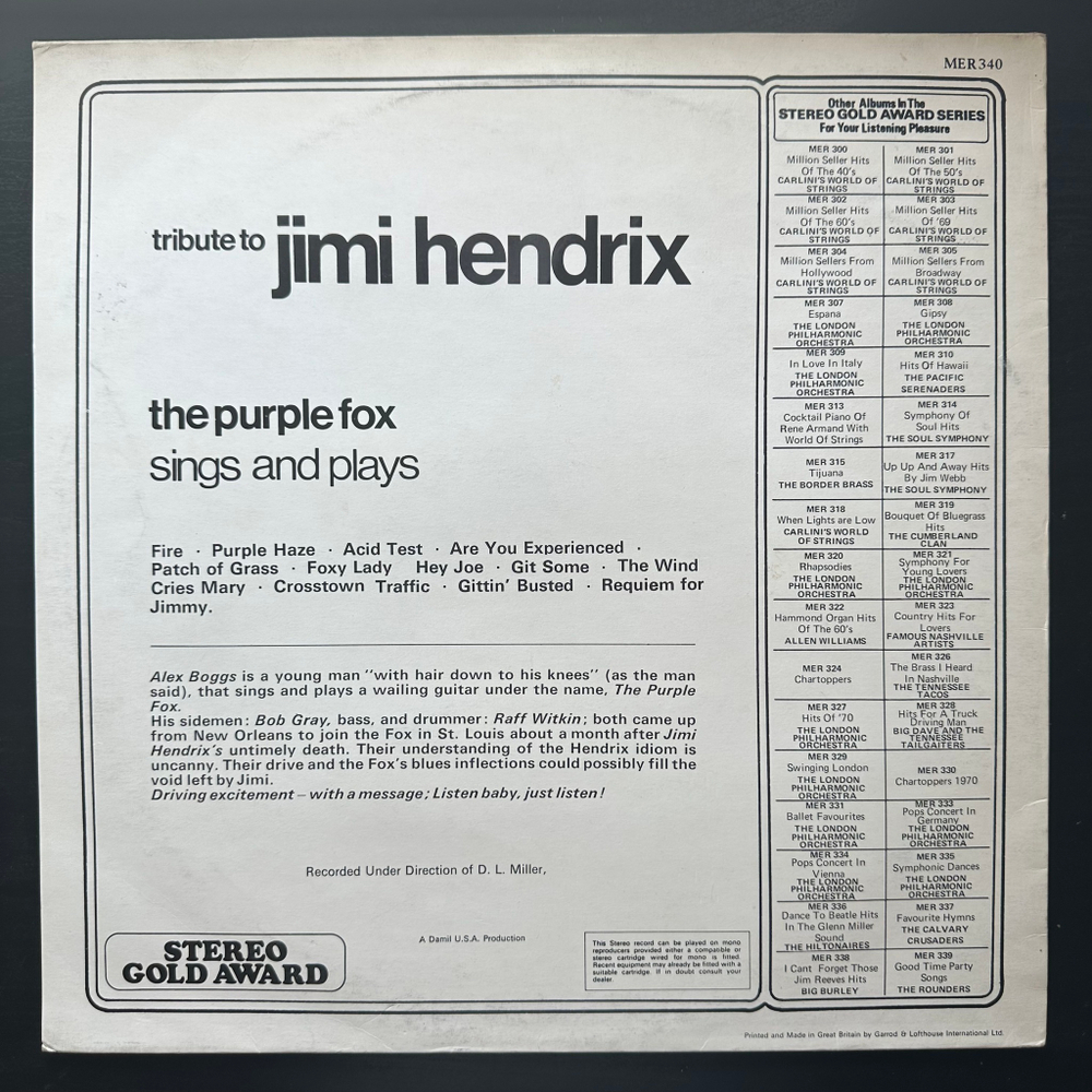 The Purple Fox - Tribute To Jimi Hendrix (Англия 1971г.)