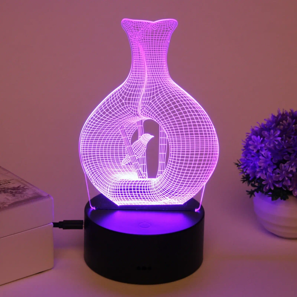 Светильник ночник «3D-Дуновение ветра» на пластиковой подставке, с включателем USB