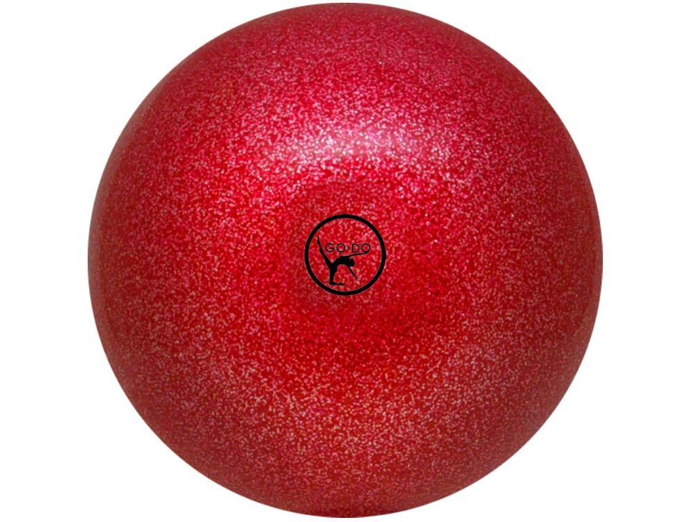 Мяч для художественной гимнастики GO DO. Диаметр 19 см. Цвет: красный с глиттером.