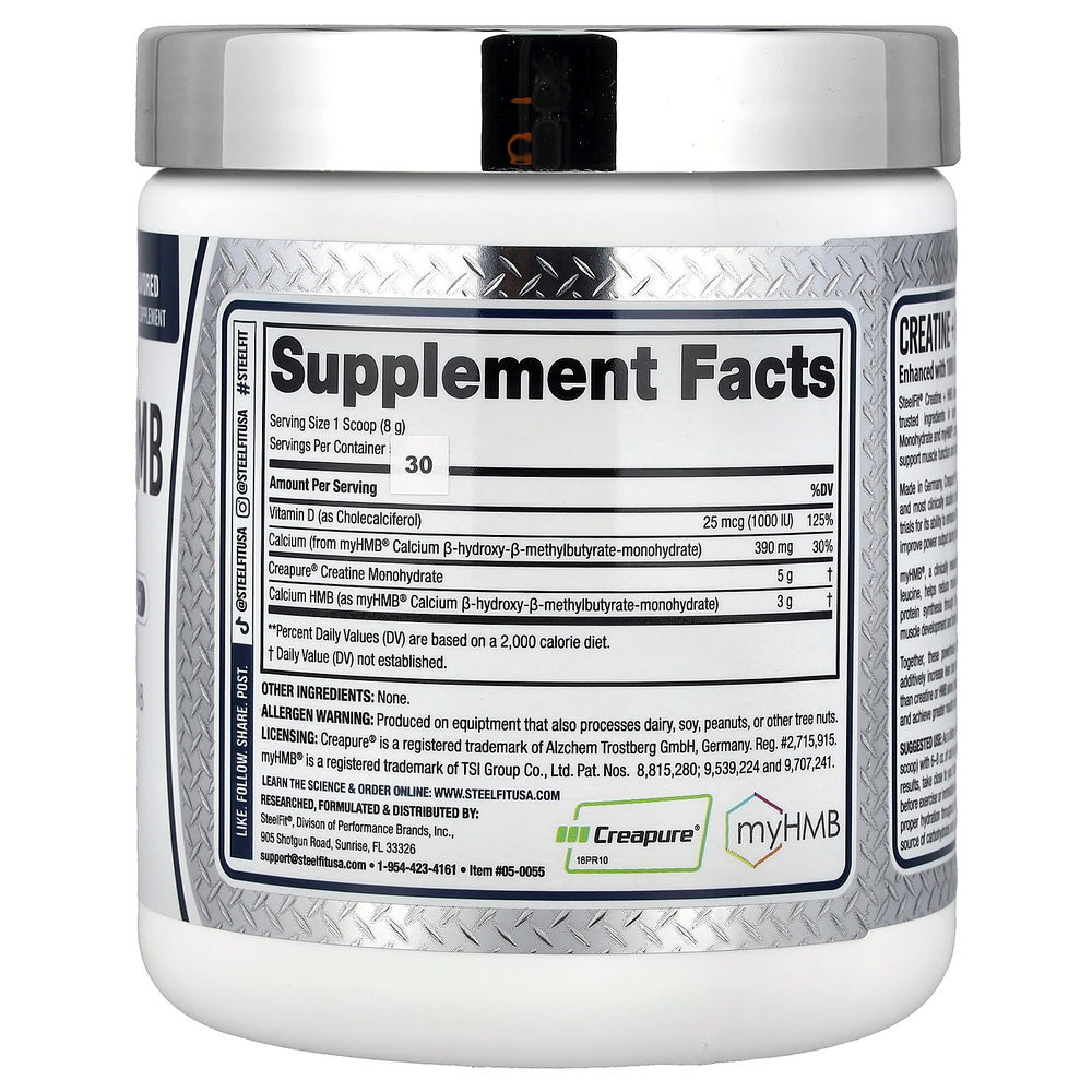SteelFit, креатин и HMB, без вкусовых добавок, 240 г (8,5 унции)
