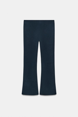 ZARA ПРЯМЫЕ ТРИКОТАЖНЫЕ БРЮКИ, МОРСКОЙ СИНИЙ