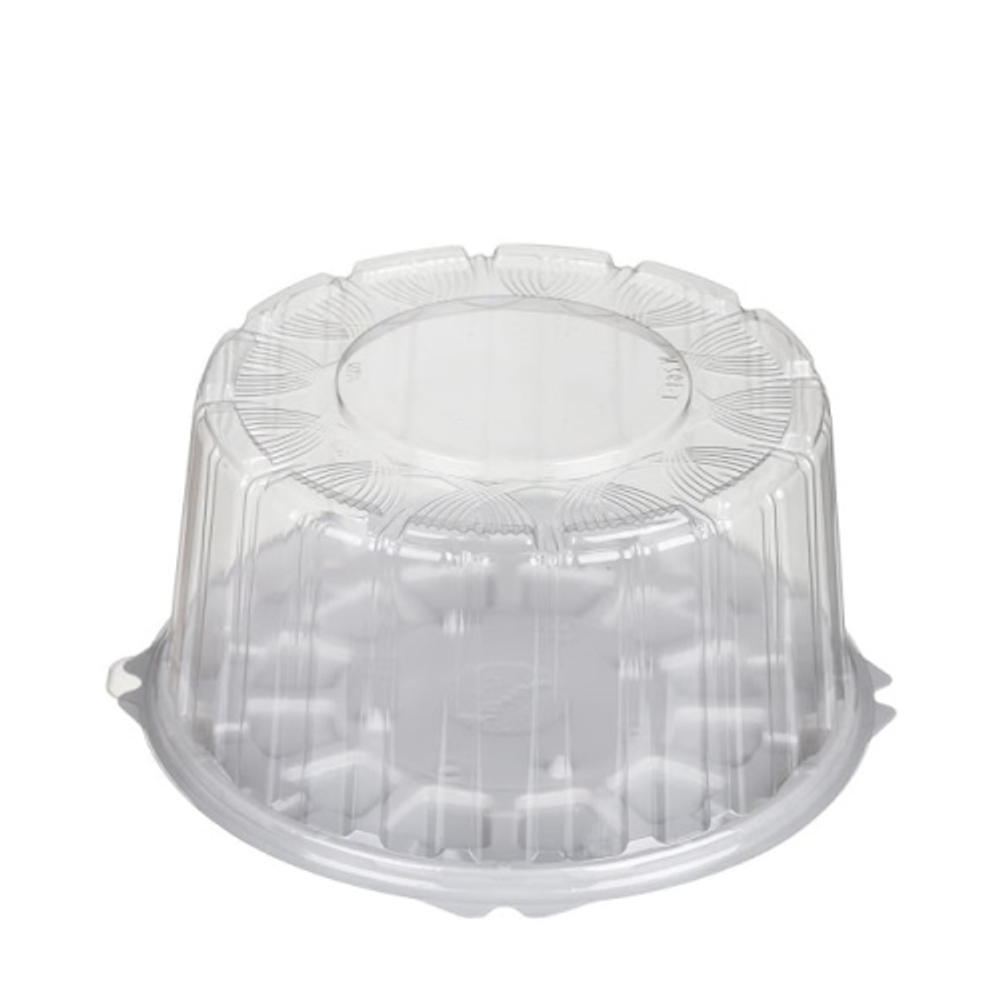 Комус Т-260К (1уп.=100шт.) Дно+Крышка контейнер прозрачный пластиковый для торта ёмкость (260*115) 2кг