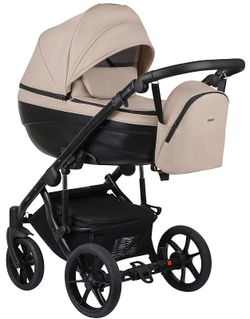 Детская коляска Bexa Ideal Eco 3 в 1 с автокреслом Avionaut Cosmo IE02 черный+св.бежевая кожа