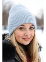 шапка ангора зимняя пушистая вязаная модная