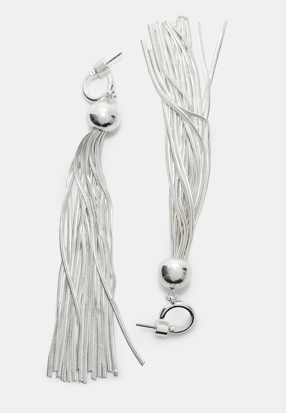 STRADIVARIUS Длинные серьги-кольца с металлической кисточкой, серый