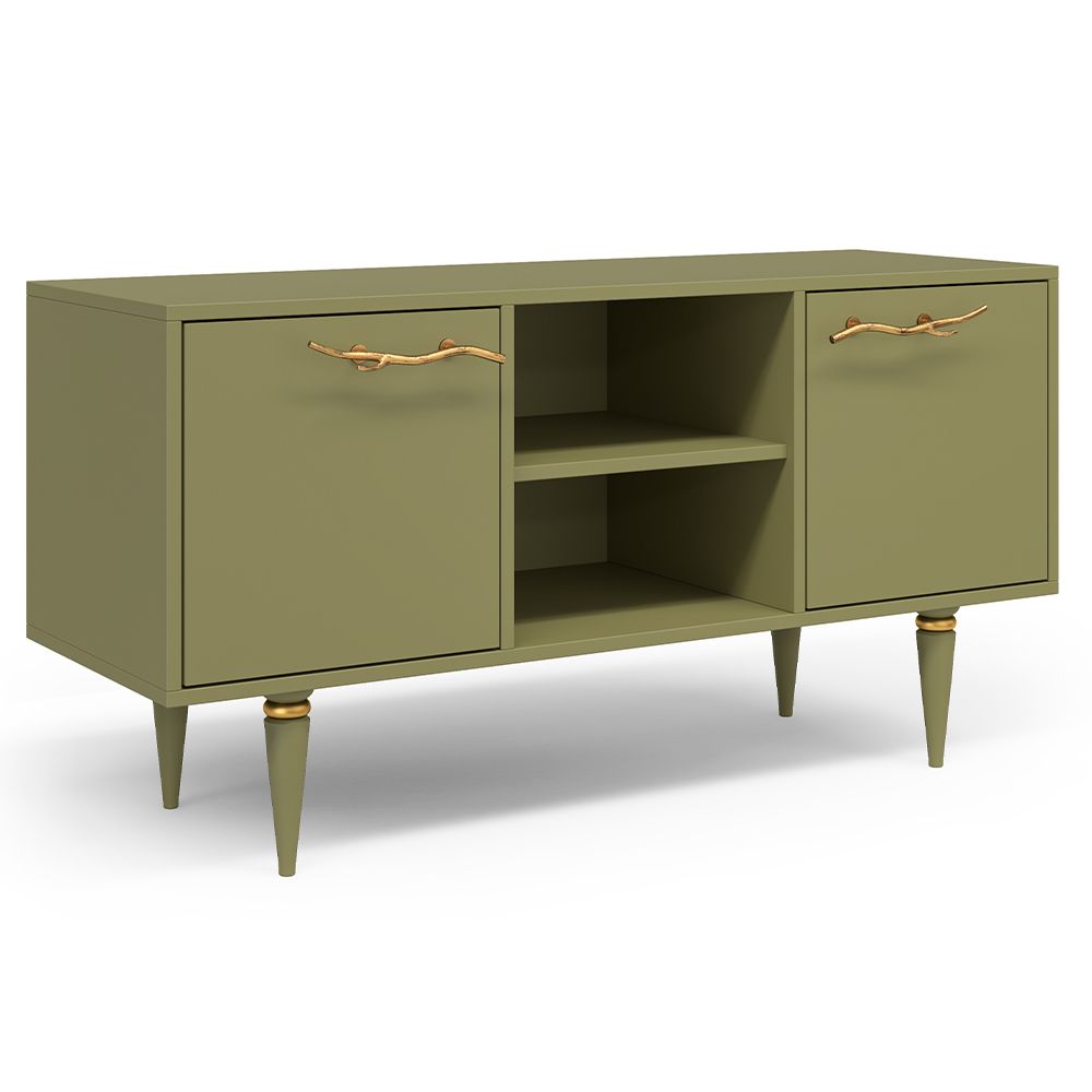 Тумба под ТВ Арт Колор matte 117см Классик Голд Зеленая олива матовая