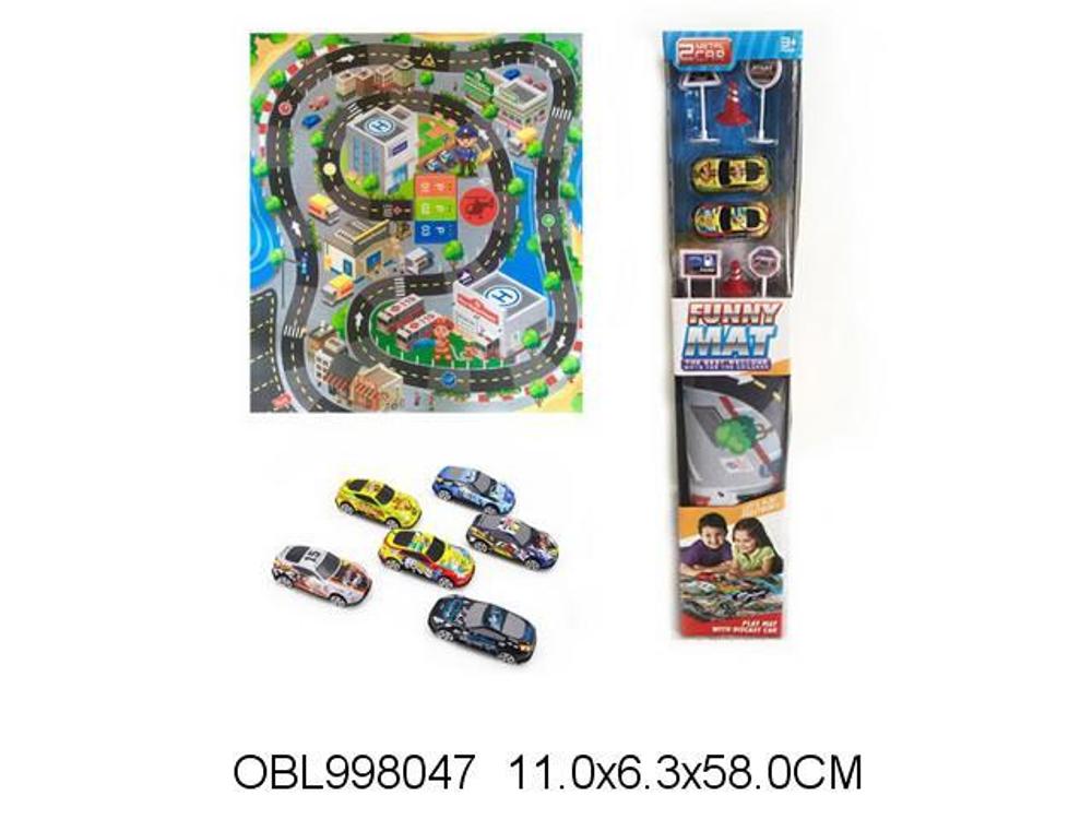 Коврик игровой с машинами и аксесс., коробка RC888-3