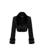 Пиджак с мехом черный, Черный