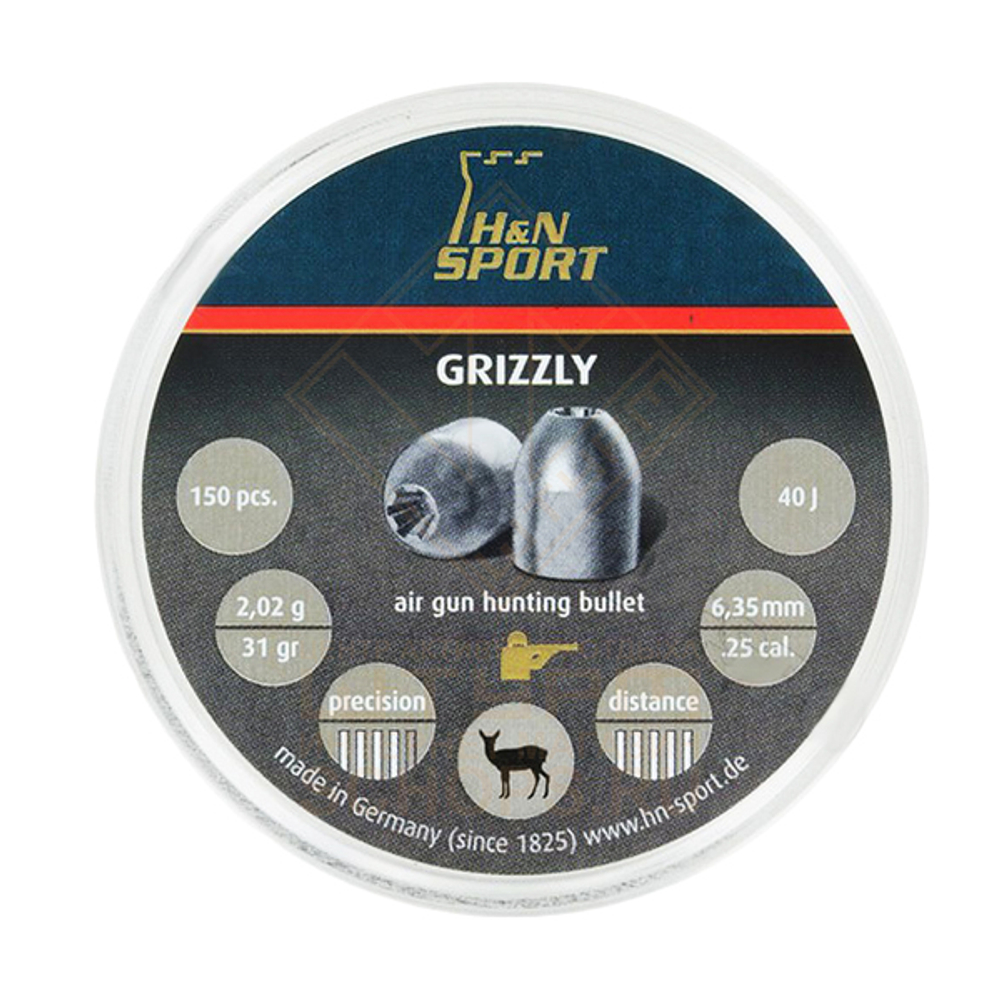 Пули H&N Grizzly 6,35 мм 2.02 г (150 шт)