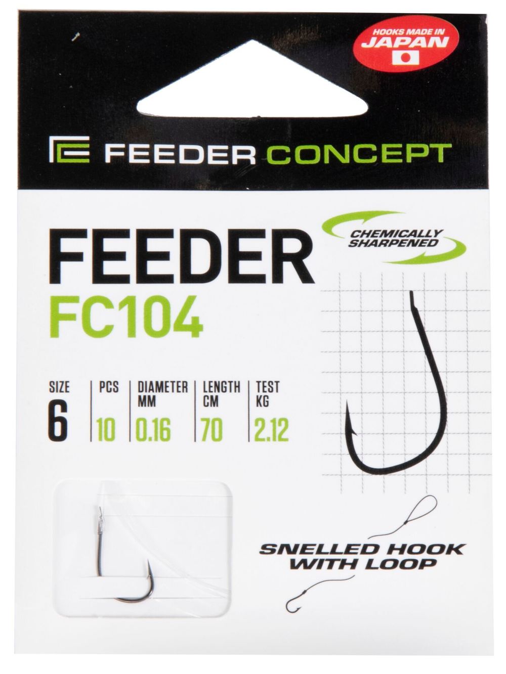 Крючки с поводком FC FEEDER сер. FC104 70см, разм.006, 0,16мм 10шт.