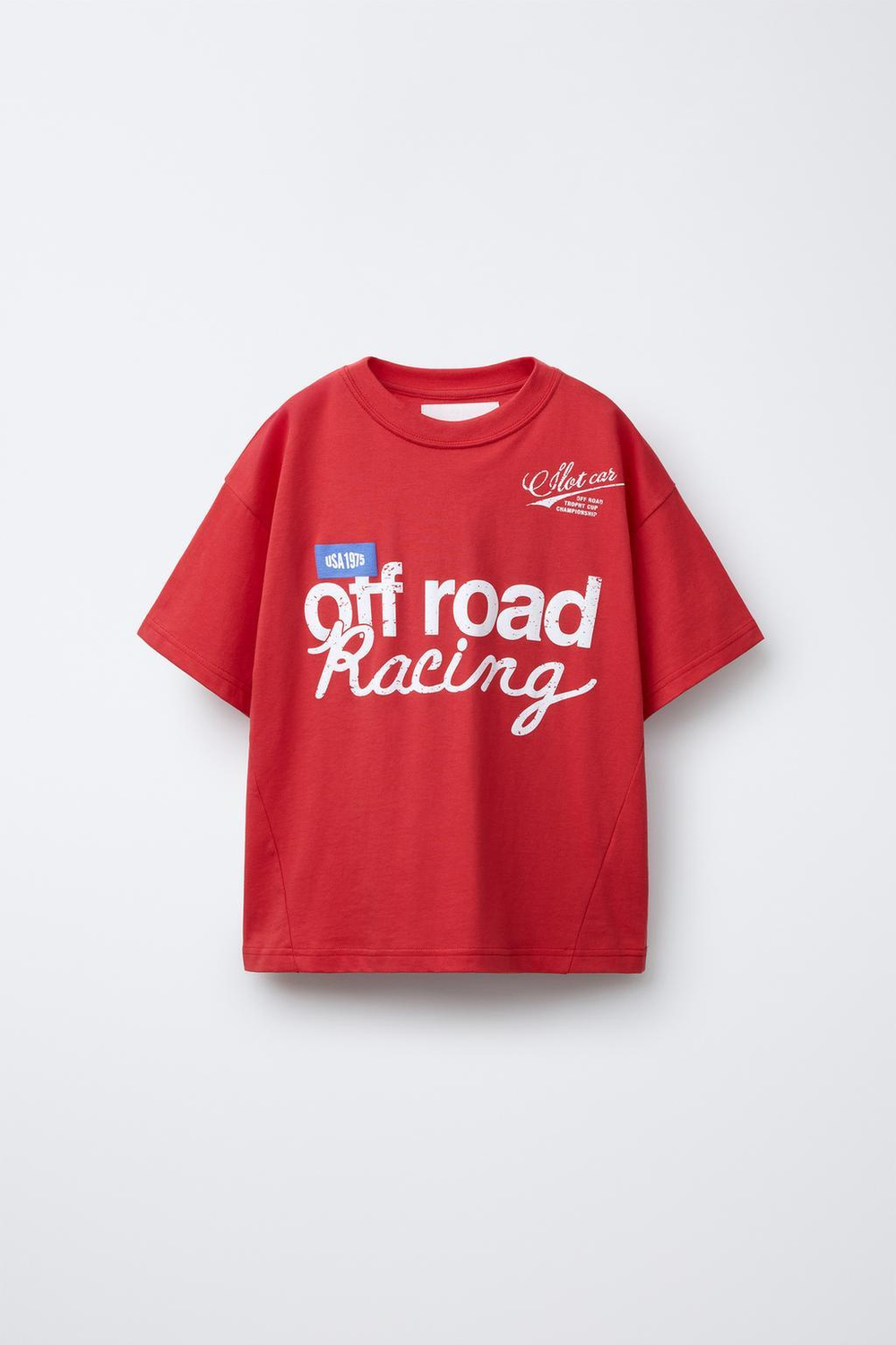 ZARA ФУТБОЛКА С РЕЛЬЕФНЫМ ПРИНТОМ, КРАСНЫЙ