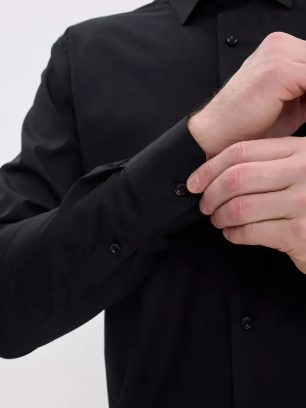 Рубашка на высокий рост LONG SLIM FIT с длинным рукавом, черная