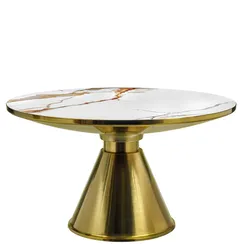 Кофейный столик Atlant Ø‎80x45 см, золотой металл, керамика