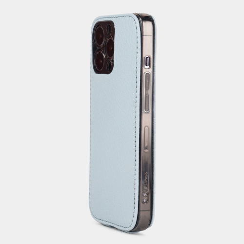 Чехол для iPhone 13 Pro из кожи козы, голубого цвета