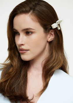 Бант "Стрекоза" XS белый с декором из камней