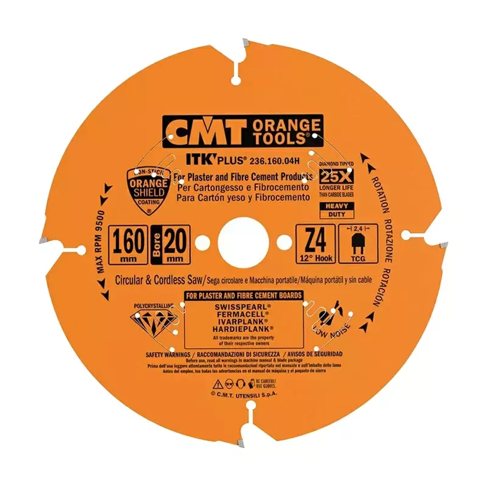 Диск пильный CMT 160x20x2,4/1,8 12° TCG Z=4 236.160.04H