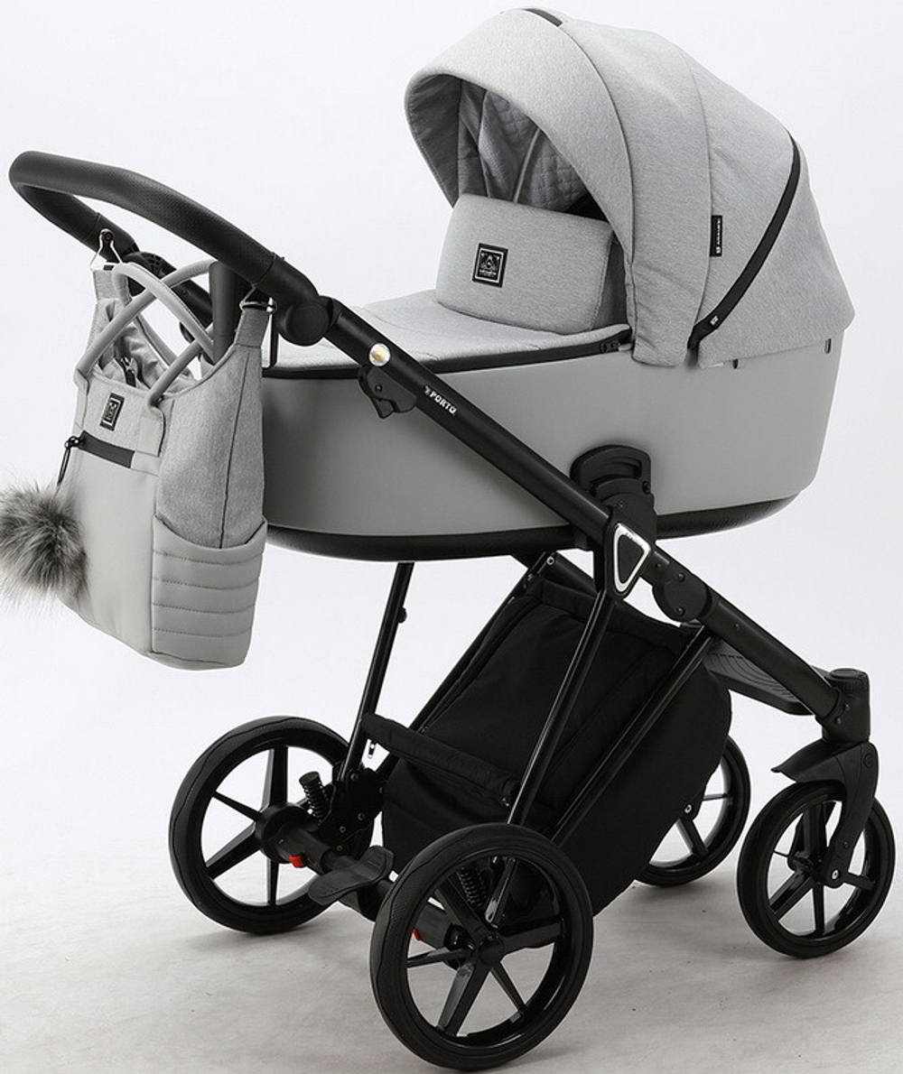 Детская коляска Adamex Porto 2 в 1 PO-PS11 (СВ.СЕР.+СВ.СЕР.КОЖА)