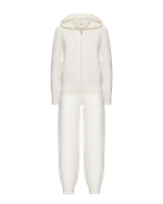 Комплект кардиган на молнии с капюшоном и брюки зауженные из кашемира, белый