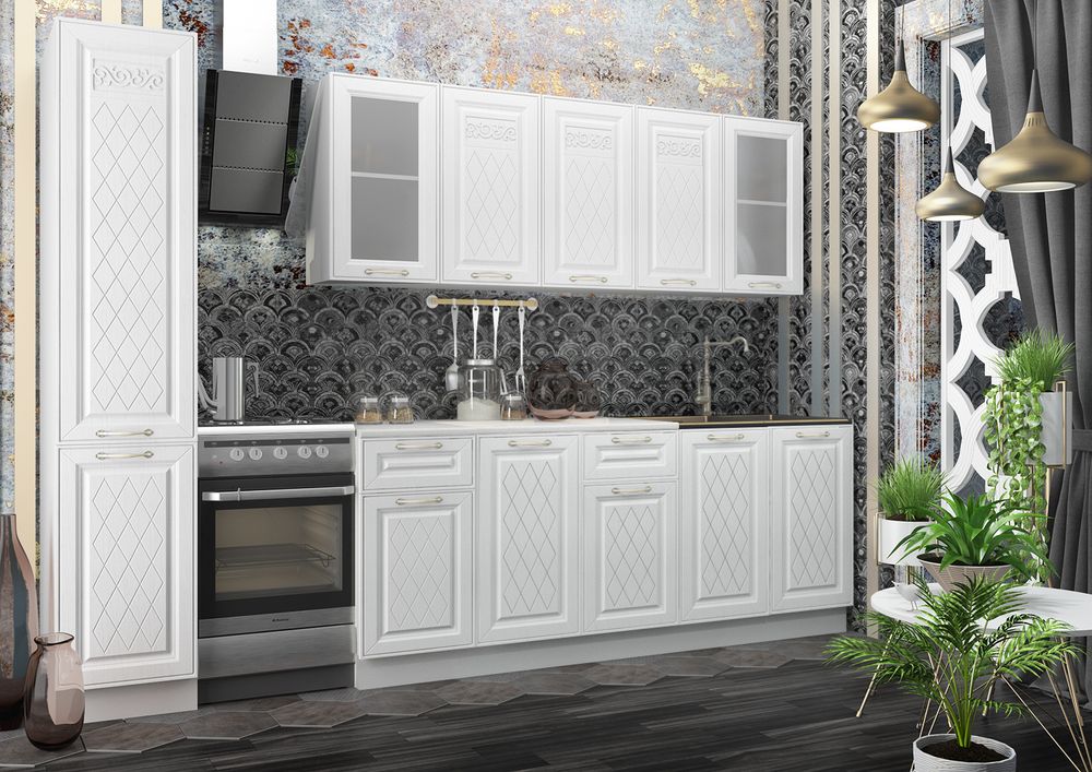 Модульный кухонный гарнитур «Вита» 2400 (Белый), ЛДСП/МДФ, ДСВ Мебель