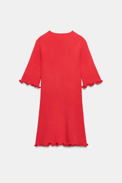 ZARA КОРОТКОЕ ПЛАТЬЕ В РУБЧИК, КОРАЛЛОВЫЙ/КРАСНЫЙ