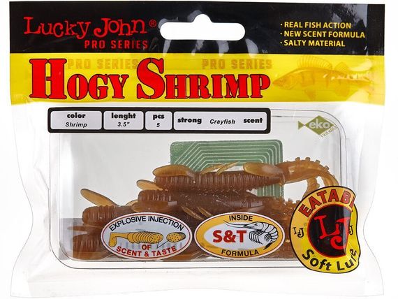 Виброхвосты съедобные LJ Pro Series HOGY SHRIMP 3.5in (8,9 см), цв. S18, 5 шт.
