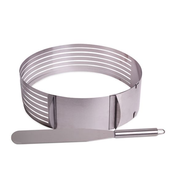 Форма-слайсер для бисквита регулируемая 24,5-30 см Kamille KM 7789 с отверстиями для нарезки и ножом