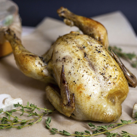 Цыпленок фаршированный картофелем и шампиньонами