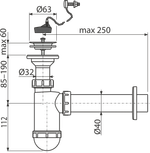 Сифон для умывальника AlcaPlast A41R