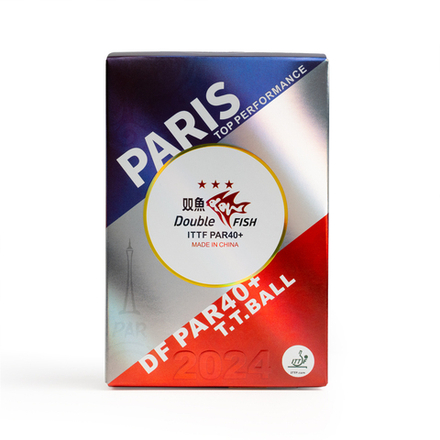 Мяч для настольного тенниса DOUBLE FISH PARIS 2024 Olympic Games 3***,PAR40 , 40 мм, ITTF Appr,ABS,уп.6 шт