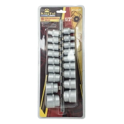 Набор головок 18пр. 1/2''6-гр. (8-19,21,22,24,27,30,32мм),на металлической планке KINGTUL profi KT-3029