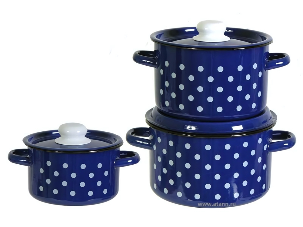 Набор кастрюль "Белый горох"