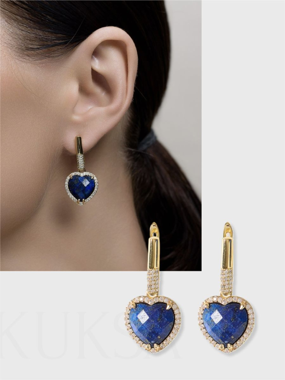 Серьги "Royal Love" Gold c лазуритом