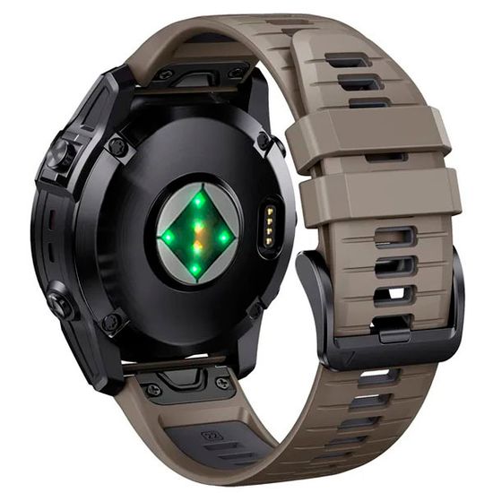 Ремешок силиконовый QuickFit 22 мм. для Garmin Fenix 7 PRO/7/6/5/5 plus, Quatix 5, MARQ, Forerunner 935 / 945, instinct, instinct 2 быстросъемный ( стиль Fenix 7 Pro ), коричневый/темно-серый
