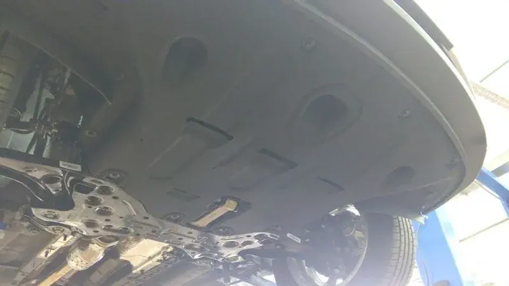 Защита картера двигателя, КПП (2 мм, сталь) для Hyundai Tucson 2018-2021 (V = 1.6 AT AWD; 2.0d AT AWD; 2.0 AT AWD; 2.0 AT FWD), Kia Sportage 2018-2022 (V = 2.4 AT; 2.0 CRDi AT) Sheriff.10.4041