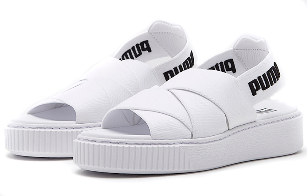 PUMA Platform Trace Sports Sandals "White Black" Women"s