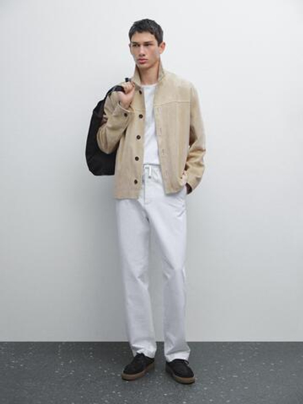 Massimo Dutti Брюки-джоггеры из хлопковой смеси, белый
