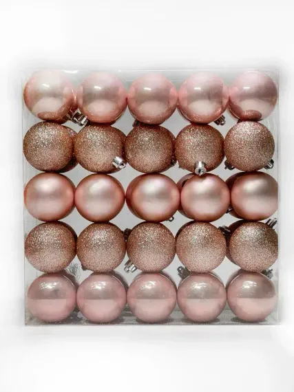 Набор пластиковых шаров Подарок Эльфа 60 мм., розовый перламутр, 50 шт., Christmas DeLuxe (89712)